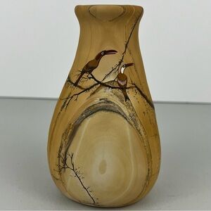 Handpainted Shallow Stone Vase